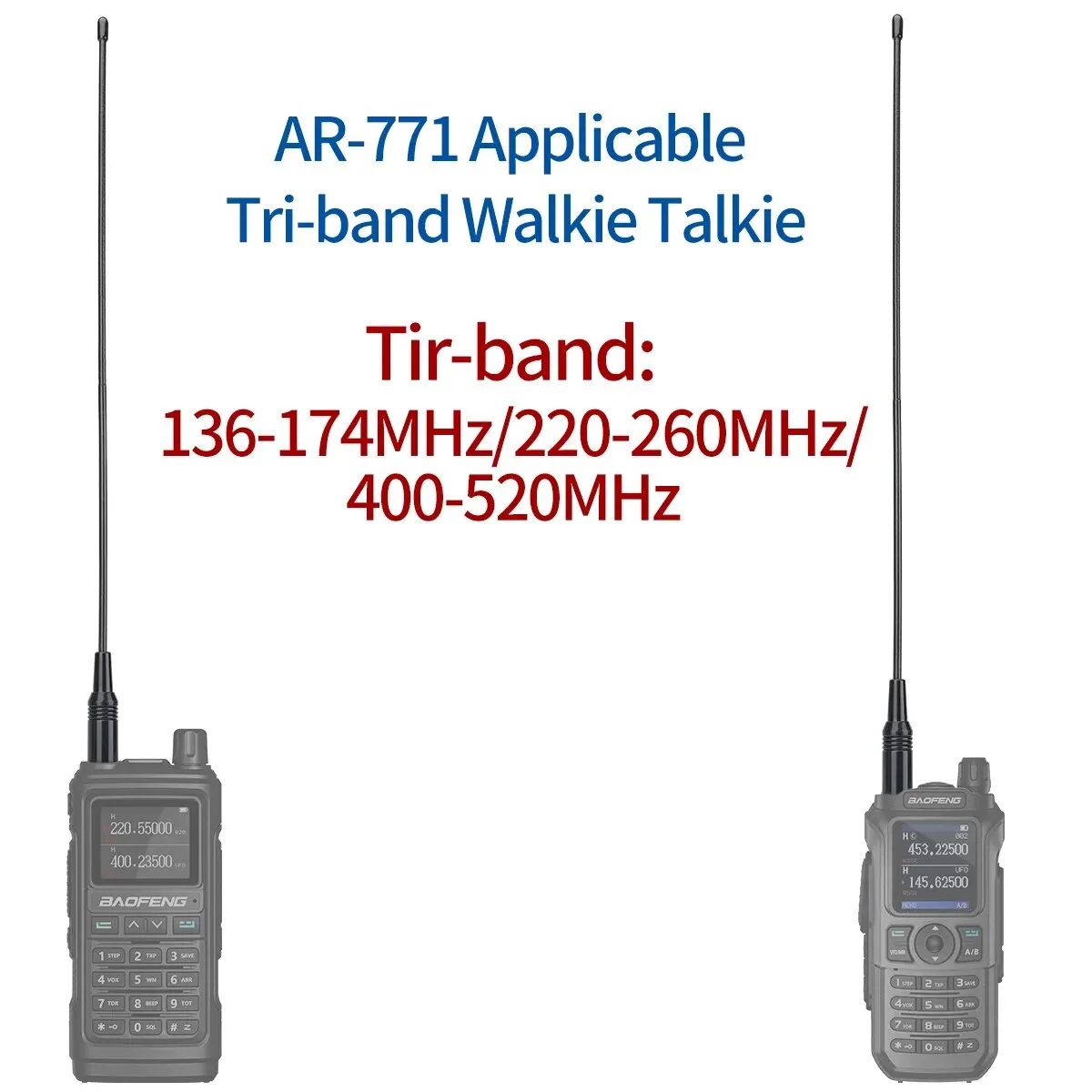 Antena AM-771 Tri Band 144/220/430MHz SMA-Fêmea Para Quansheng UVK5 UVK6 UV5R Plus Baofeng M5R UV17M UV13M Rt-830 Walkie Talkie