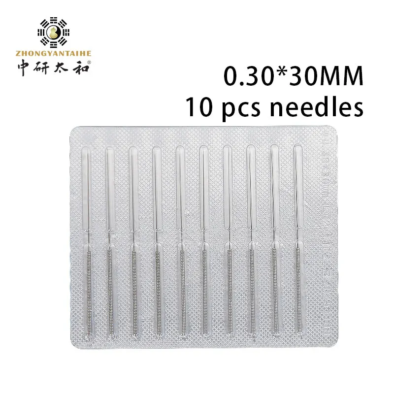 ZHONGYAN TAIHE 10 PCS Acupuncture Needles Disposable Sterile Sharp Acupuncture Aluminum Foil Needle Stainless Steel for Massage