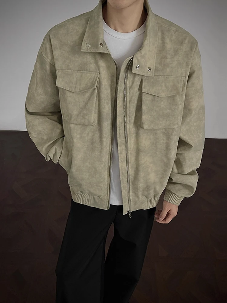 

ey American Sle Workwear Jaet Men's Autumn Stand Collar Cleanfit Pilot ort Zipper Casual Loose Fit Polyester Fiber