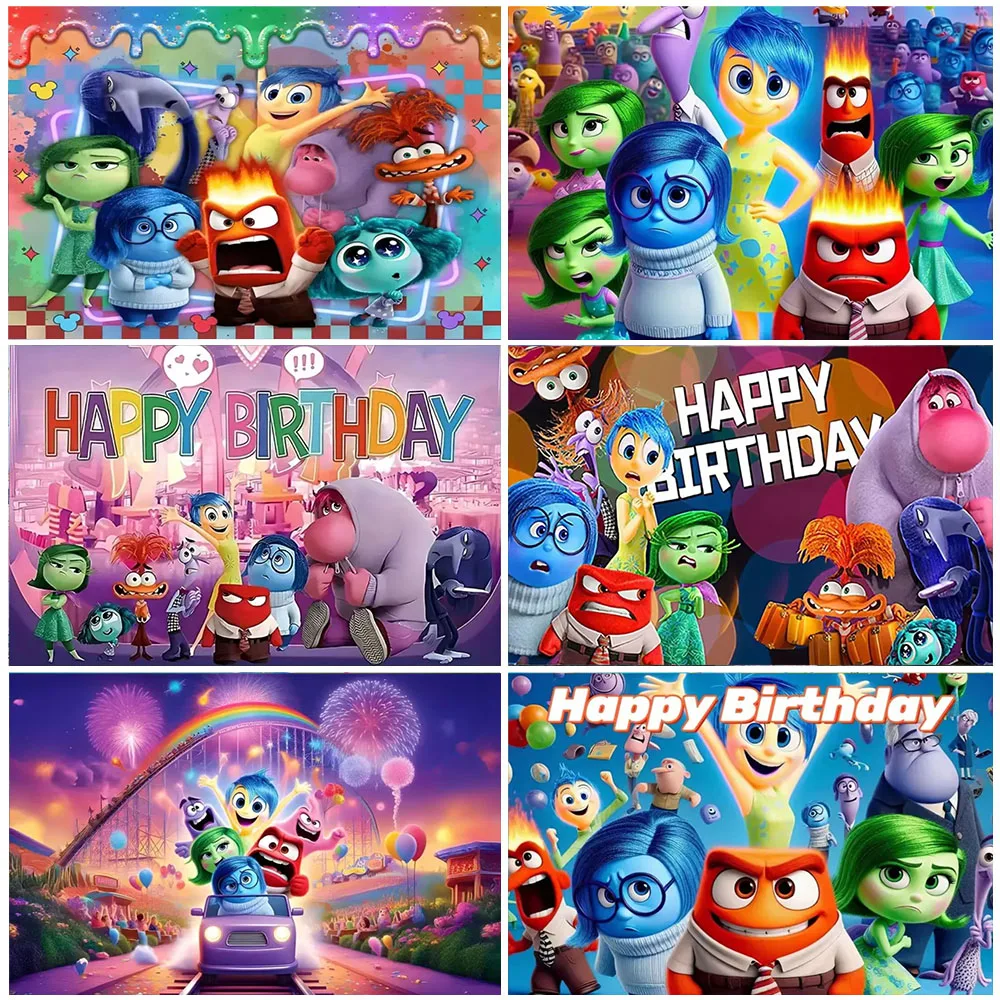 

Disney Inside Out Colorful Photo Background Decoration Kids Birthday Party Favors Backdrop Baby Shower Banner Bedroom Supplies