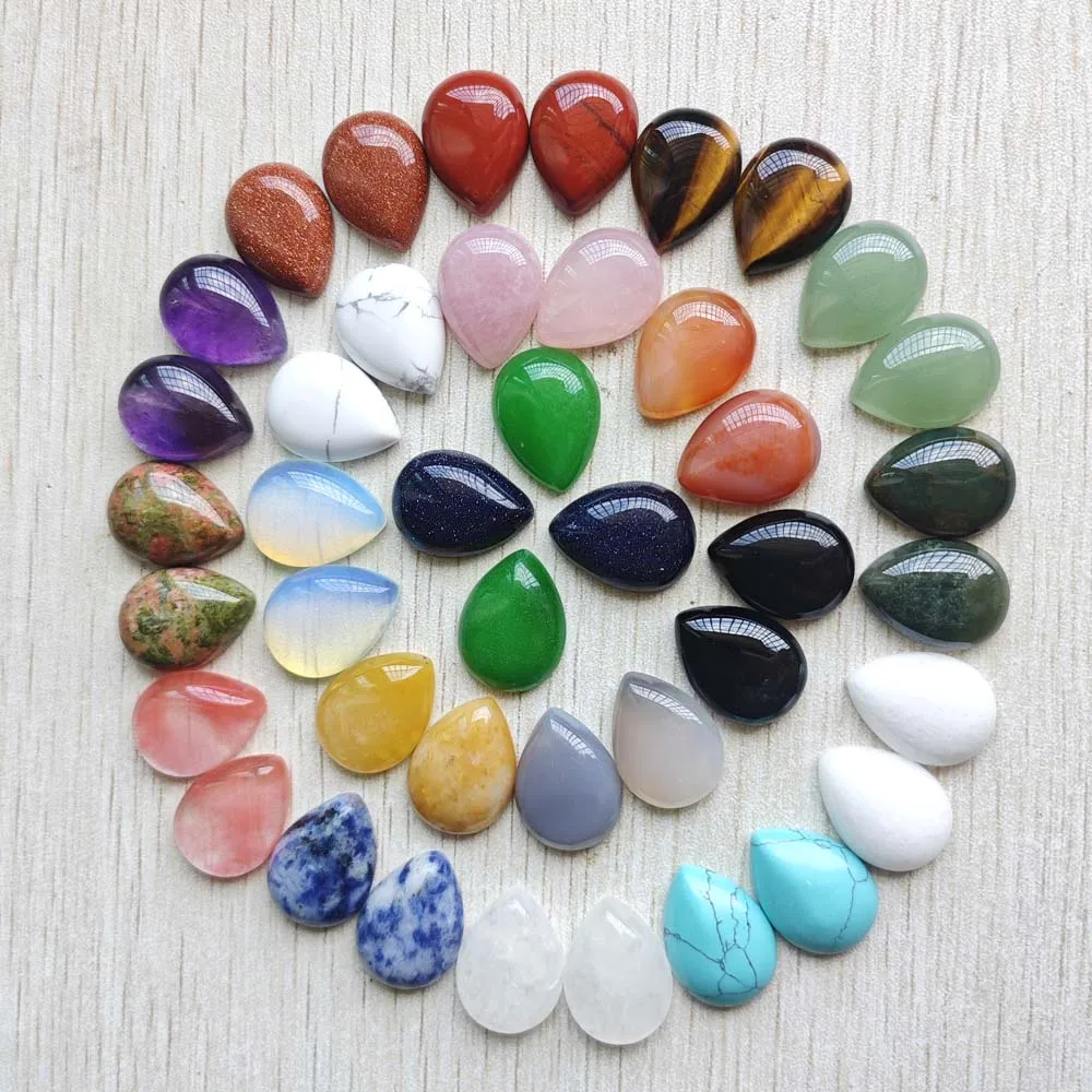 Bonne qualité Perles de cabochon en pierre de goutte d'eau d'aventurine verte naturelle 15x20mm pour la fabrication d'accessoires de bijoux en gros 30 pièces