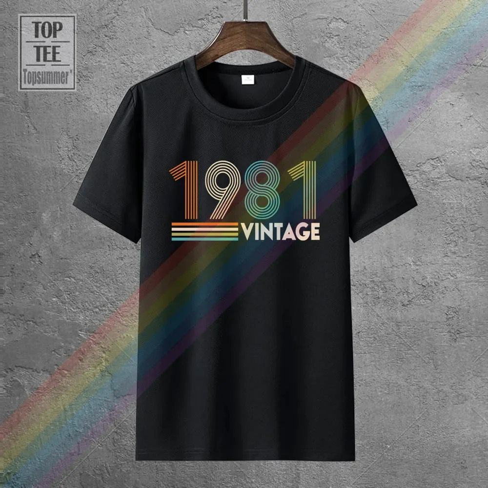 Vintage 1981 Fun 40Th Birthday Gift T Shirt Harajuku Logo T Shirts Funny Fashion Fashionable  Tshirts Retro Brand Tee-Shirt