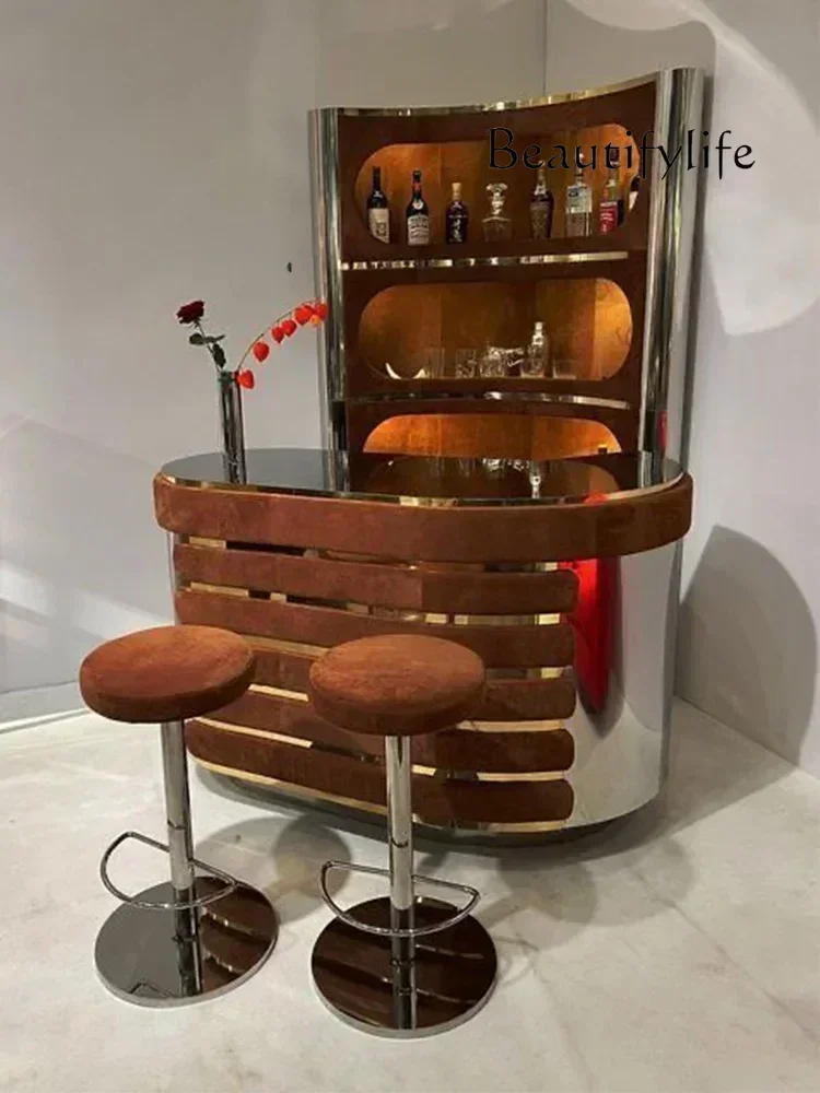 

PXR ~Triangle Against The Wall Wine Cabinet Designer Villa Home Retro Locker Luxury Art Storage High Cabinet