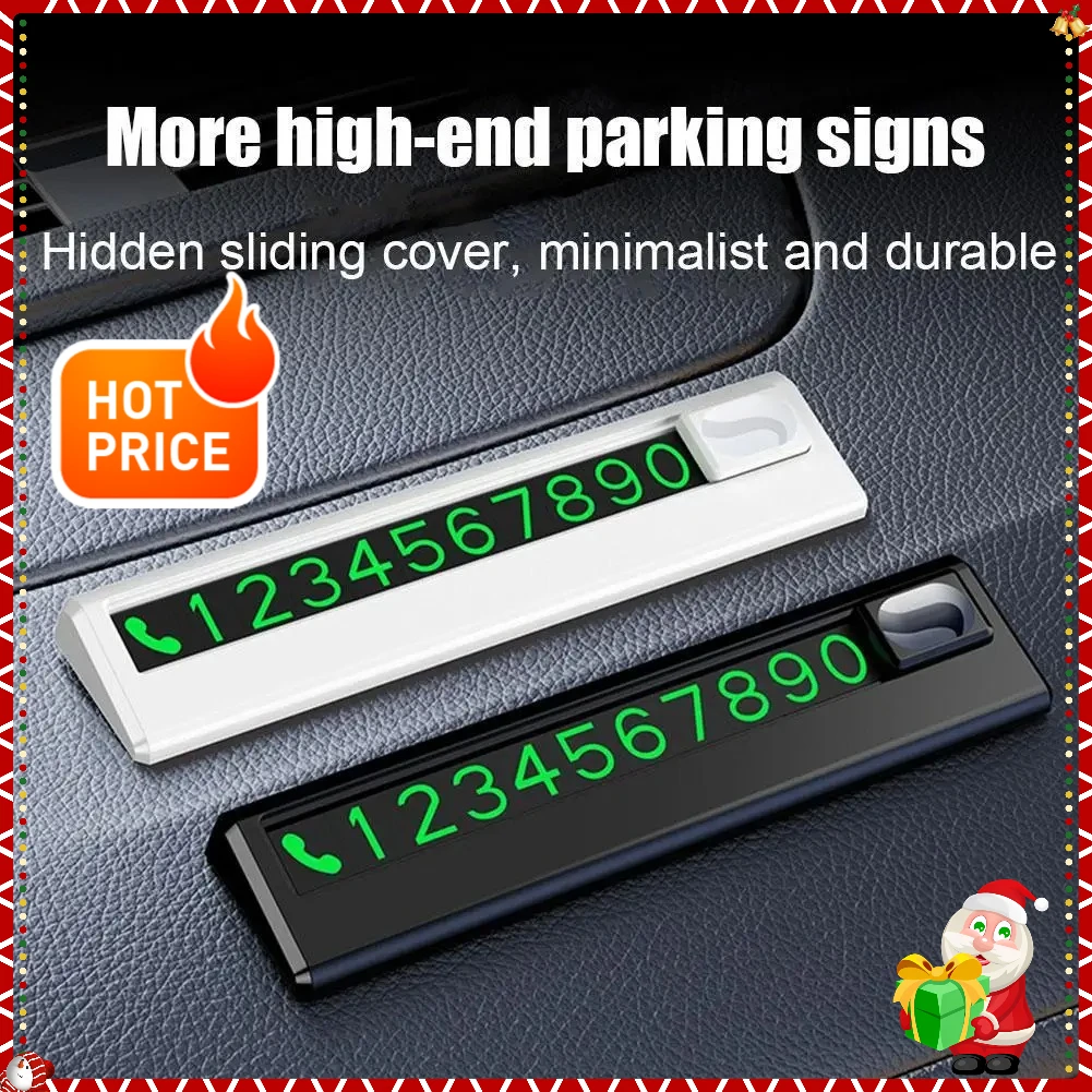 Mejores vendedores de 1 tarjeta para estacionamiento temporal de coche, placa de número luminosa en blanco/negro, pegatina de número de teléfono automático, organizador de estilo