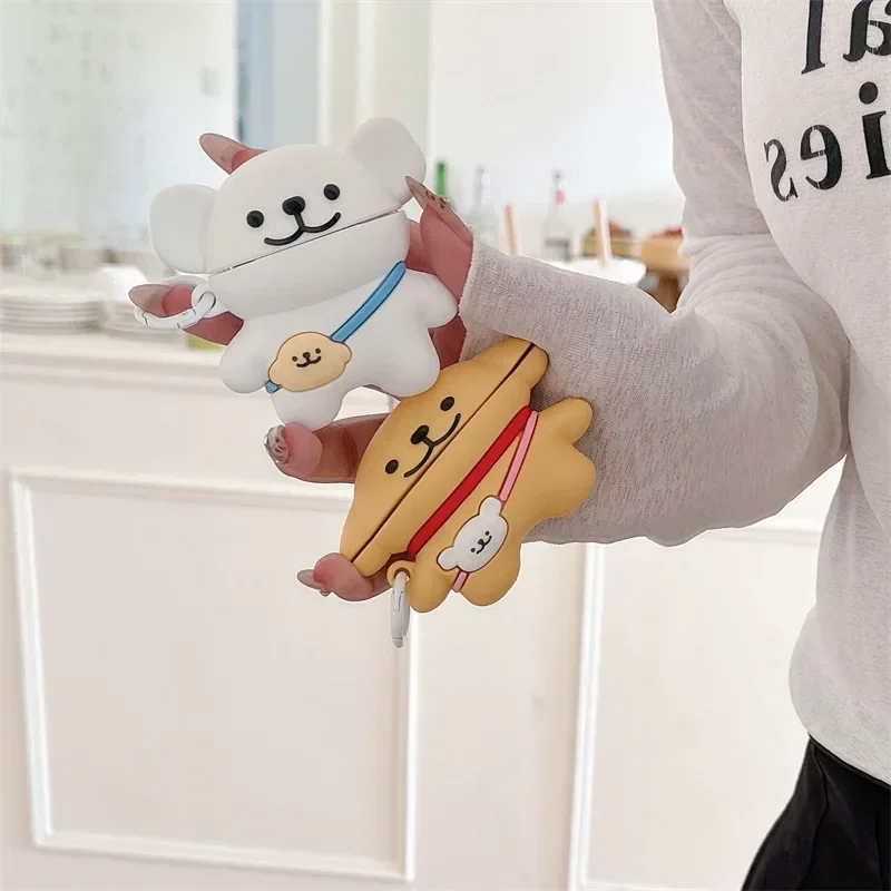 Cartoon Dog Friend Case for AirPods 4 Airpod 1 2 3 Pro Pro2 Bluetooth Earbuds Charging Box Protective Earphone Case Cover