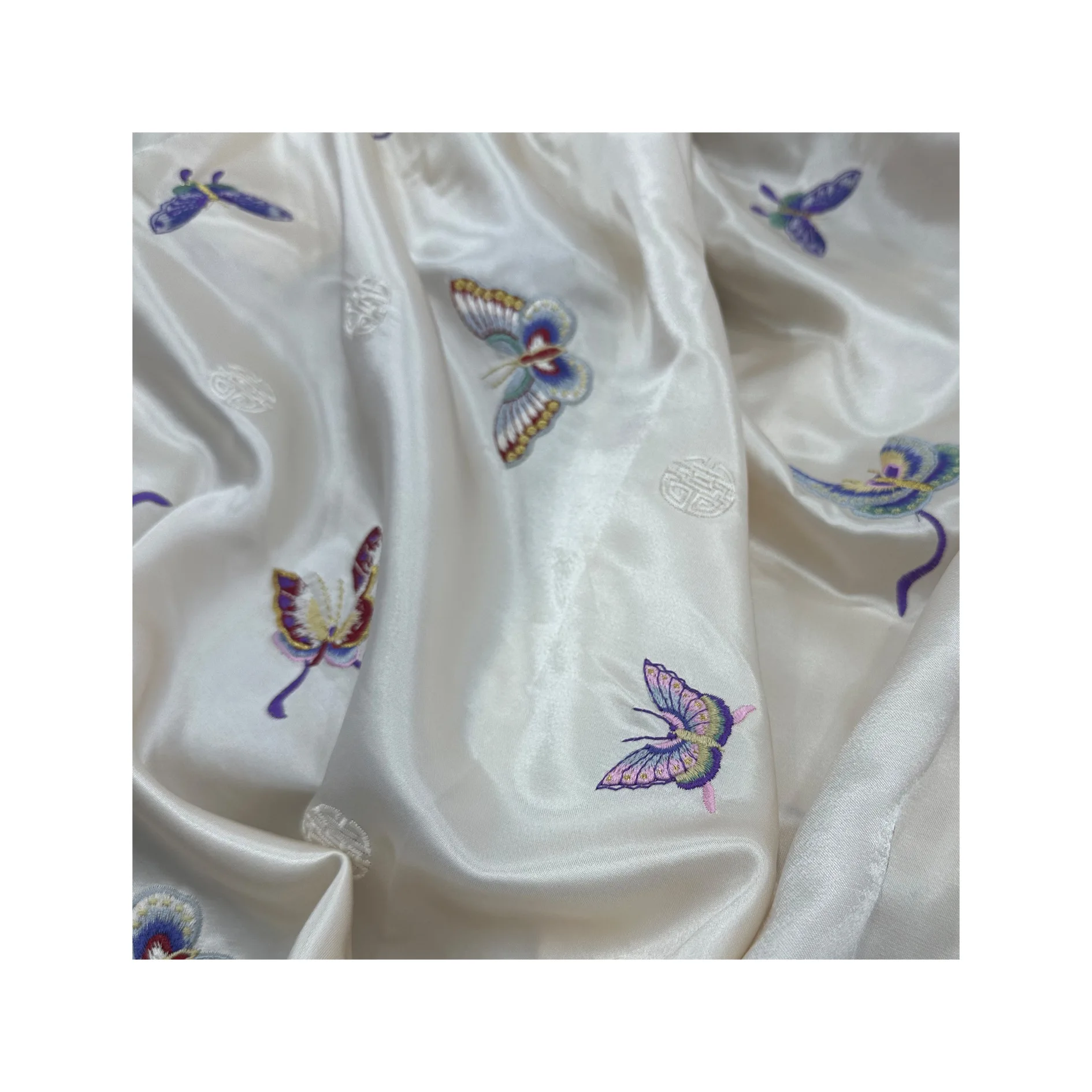 Rayon Satin Heavy Embroidery Fabric Texture Chinese Top Vest Cheongsam