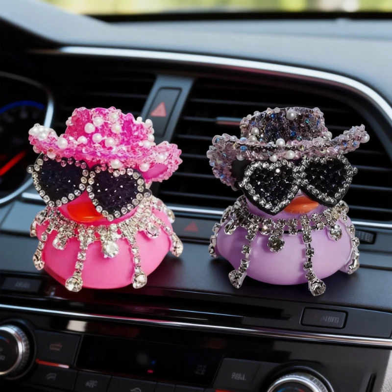 Luxury Diamond Rubber Duck Car Ornaments Purple Pink Black Car Ducks Funny Office Gifts Dashboard Decorations for Jeep for BMW