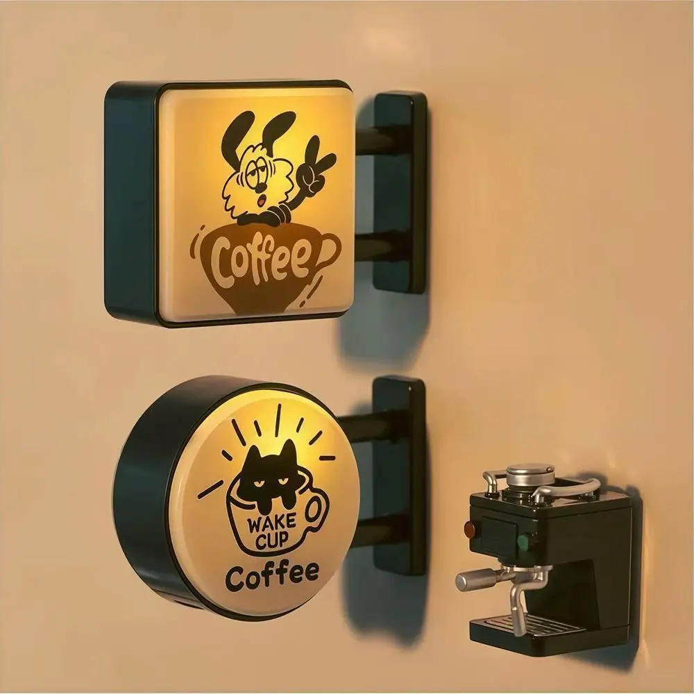 Creative Atmosphere Coffee Corner Light Sign Retro Style Magnetic Glowing Fridge Magnet Soft Light Three-Dimensional
