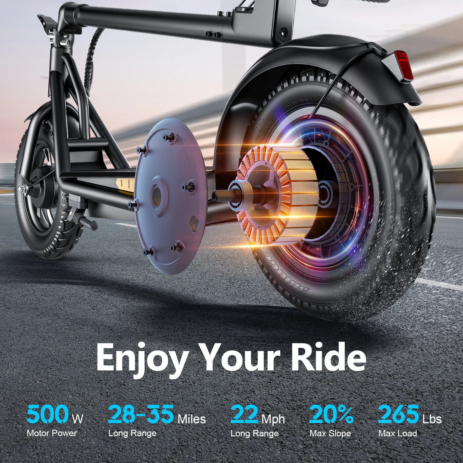 A19 12 Inch Adult Electric Scooter 500W 36V15Ah Foldable E Scooter Max Speed 35km/h 50-60KM Long Range Air Tire Commuter Scooter view 2