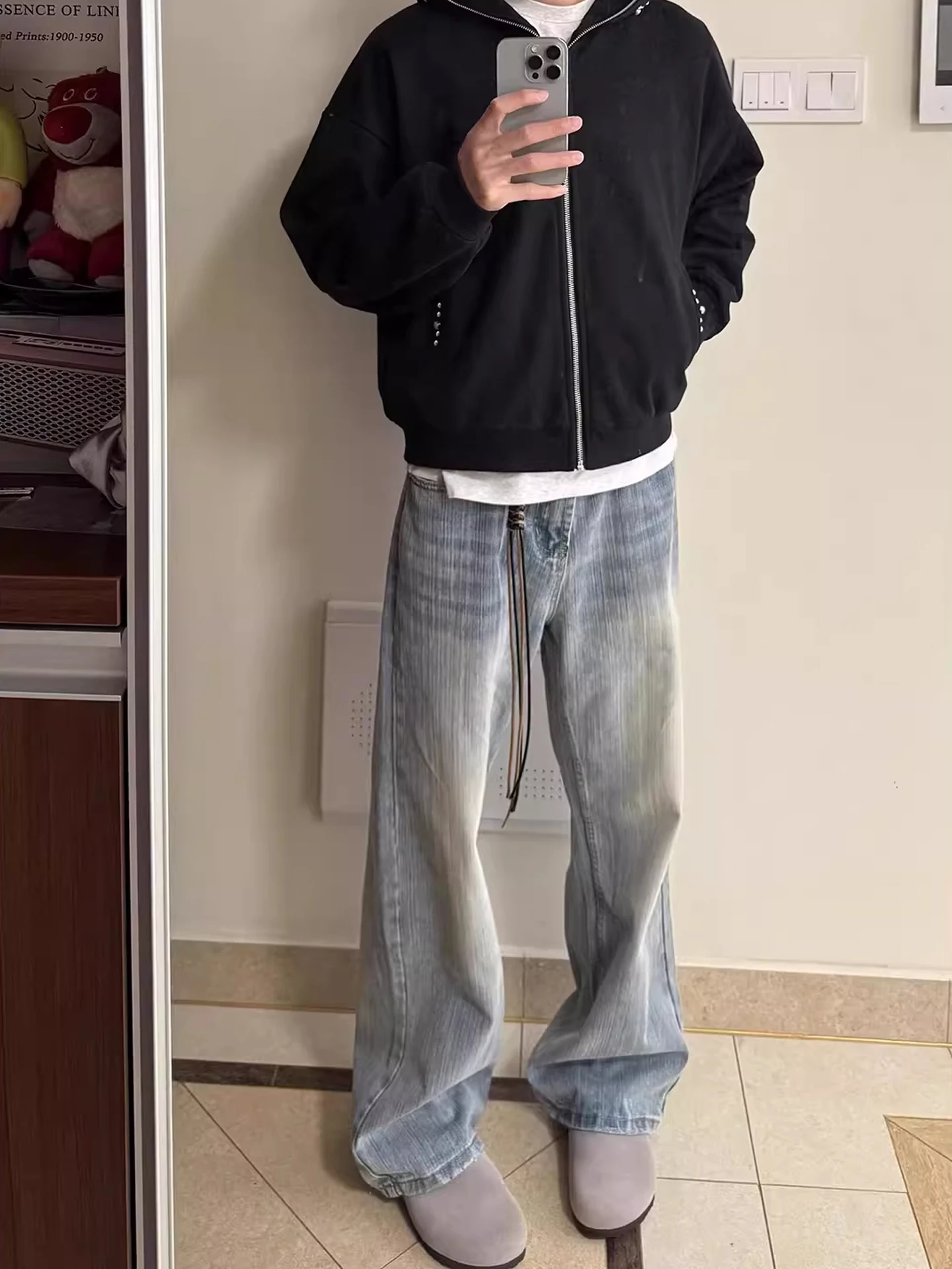 

Waed Bell Bot Свободные широкие мужские джинсы American Cleanfit High Street Осень Зима Повседневная одежда Молодежная одежда Джинсовые брюки