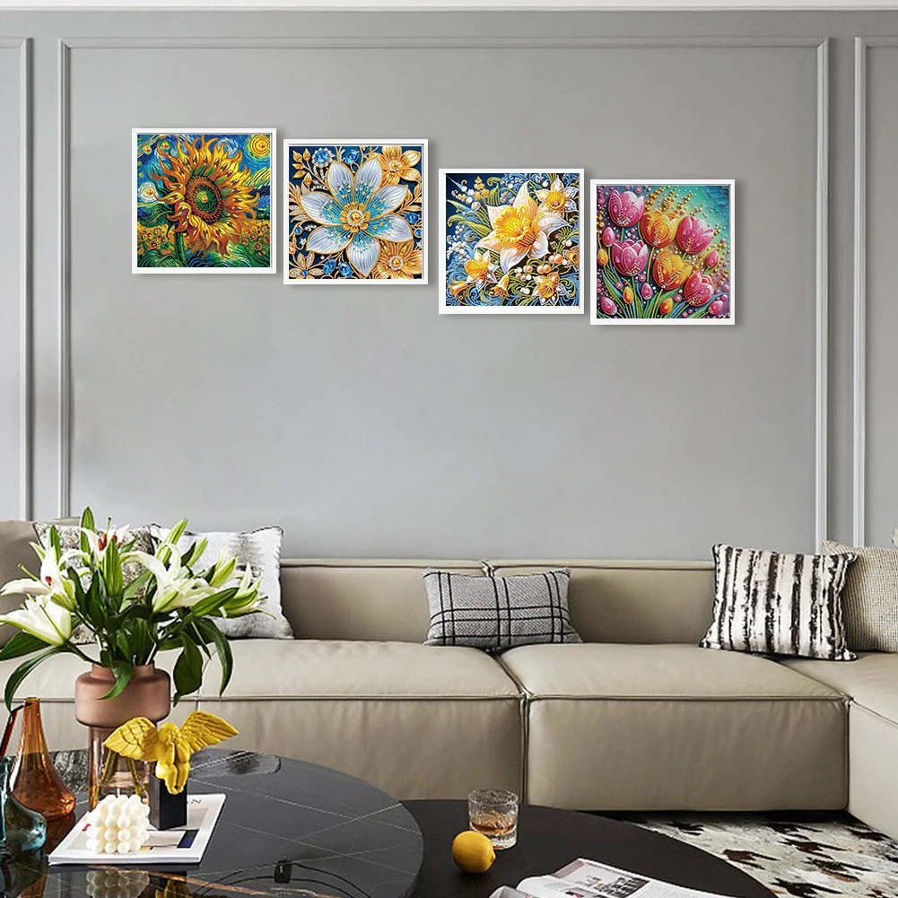 

4шт 5D DIY Частичная дрель специальной формы Алмазная картина Мультяшный декор 30x30см