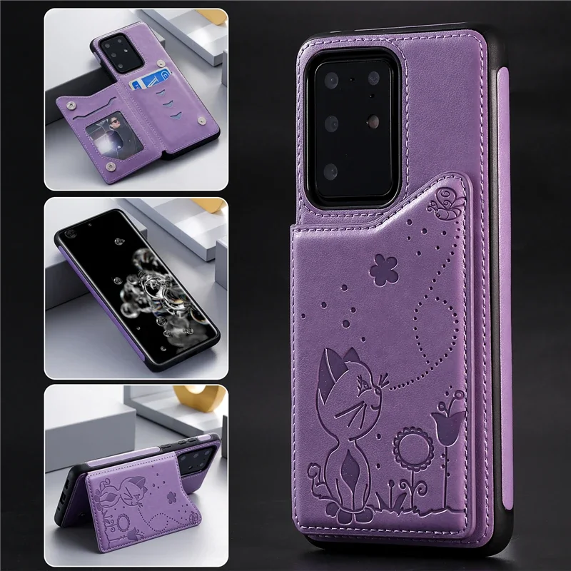 Bee And Cat Embossed Case For Samsung S8 S9 S10 S20 Plus S10 E S20 FE S21 Ultra Note 8 9 10 20 Ultra A50 A50S A30S Case Cover