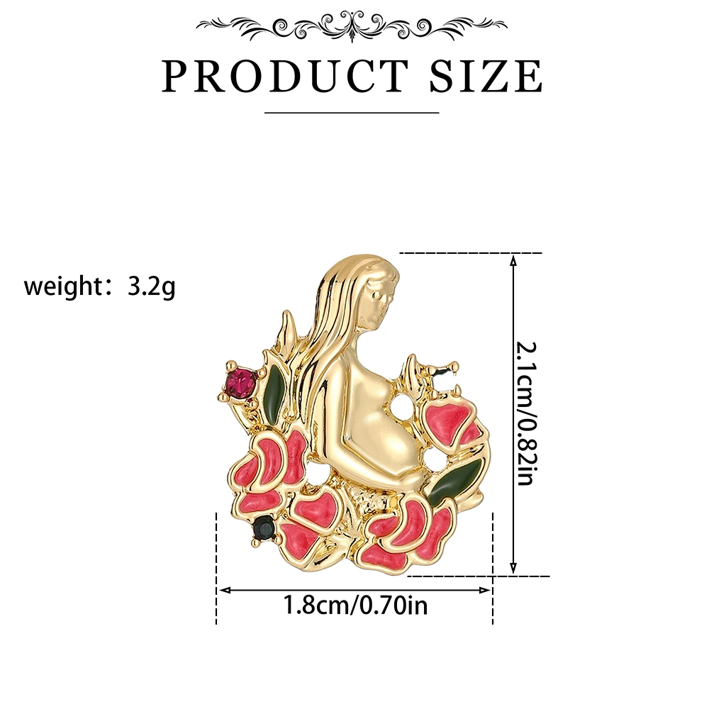 Hanreshe Pregnant Woman and Flower Enamel Pin Medical Obstetrics and Gynecology Brooch Maternal Love Badge for Doctor and Mother
