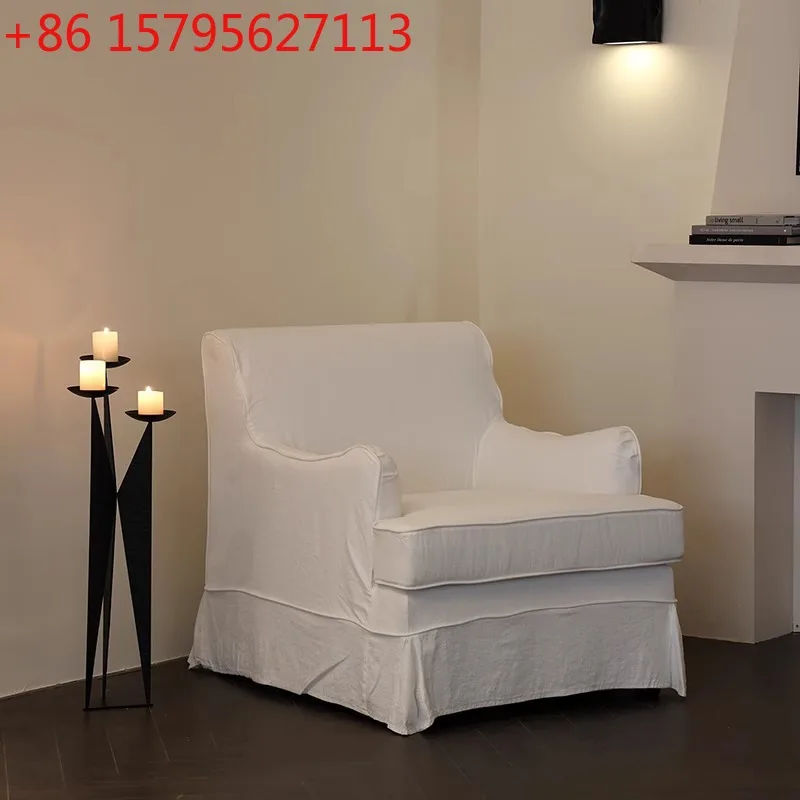 

Кресло-софа в стиле ваби-саби из хлопка и льна, одноместное, для библиотеки/кабинета, разборное, моющееся, б/у