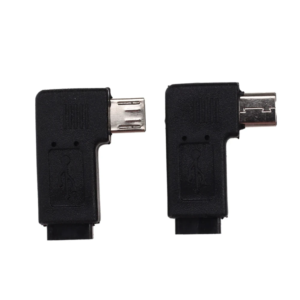 200pcs 90 Degree Left Right Angled Connector Micro 5pin Male to Micro USB Female Data Sync Adapter Converter