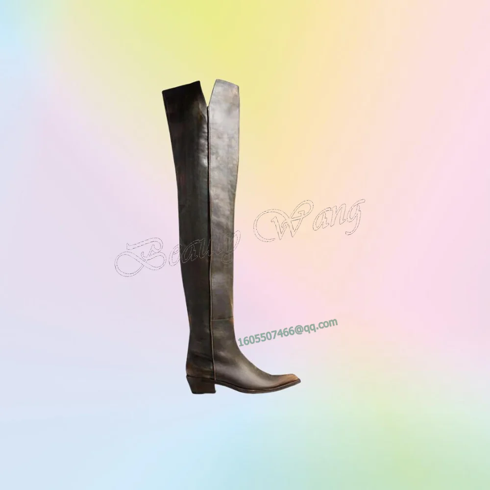 

Black Sewing Side Solid Boots V Cut Pointed Toe Chunky High Heel Shoes for Women High Heel Fashion 2023 New Zapatillas Mujer