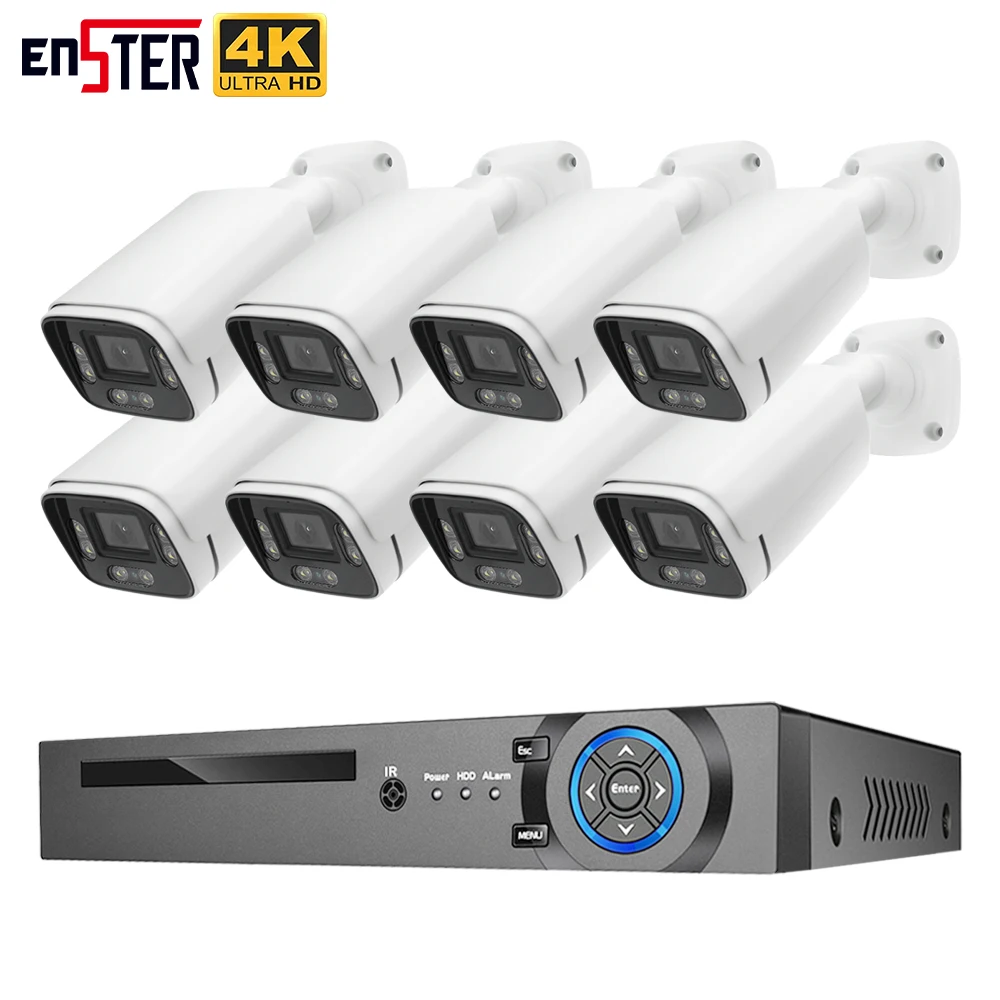 Best Selling 8 Channels Outdoor Face Detection H.265 4K 8MP Wired POE IP Network Security Home CCTV Camera System