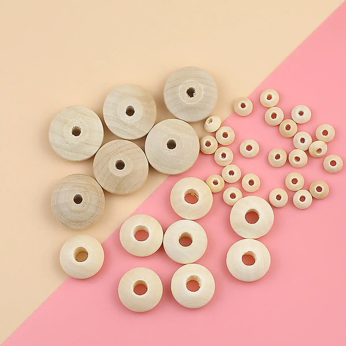YHBZRET Wooden Flat Round Beads Loose Spacer Eco-Friendly Natural-Color Wood Beads for Jewelry Making bracelet DIY Findings toys