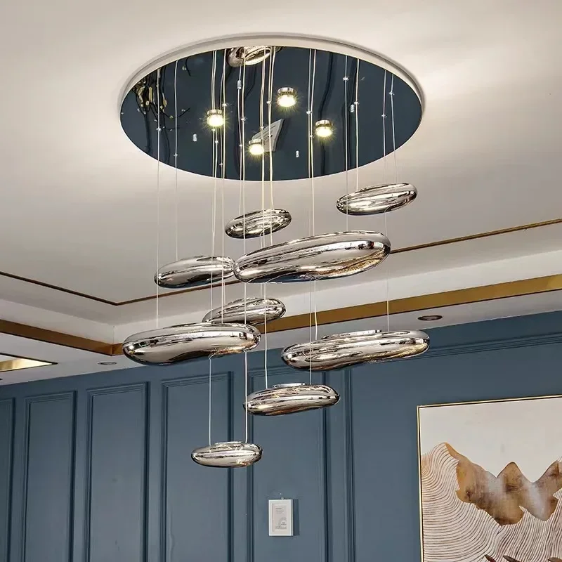 Lampe LED Suspendue en Acier Chromé au Design Moderne, Luminaire Décoratif d'Nik, Idéal pour un Salon, une Salle à Manger, une Cuisine, un Bar ou une Villa