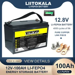 Genuine LiitoKala 12.8V 100AH LiFePO4 batteria 12V litio ferro fosfato batterie cicli inverter auto accendino solare duty-free