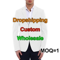 Customized Wholesale New Men's Blazers Fashion Suit DIY Your Design Coat Casual Slim Fit Blazer 3D Print Jacket Men Dropshipping