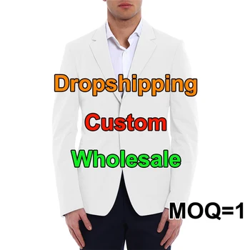 Customized Wholesale New Men's Blazers Fashion Suit DIY Your Design Coat Casual Slim Fit Blazer 3D Print Jacket Men Dropshipping