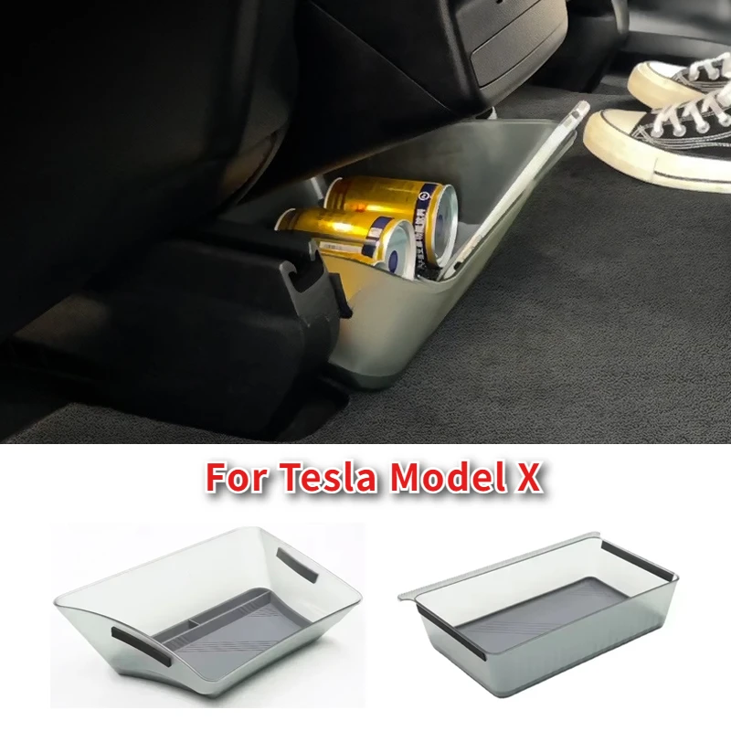 

Rear Seat Middle Storage Box for Tesla Model X Transparent Acrylic Tissue Box Trash Can Organizer Storage Car Accessories 2024