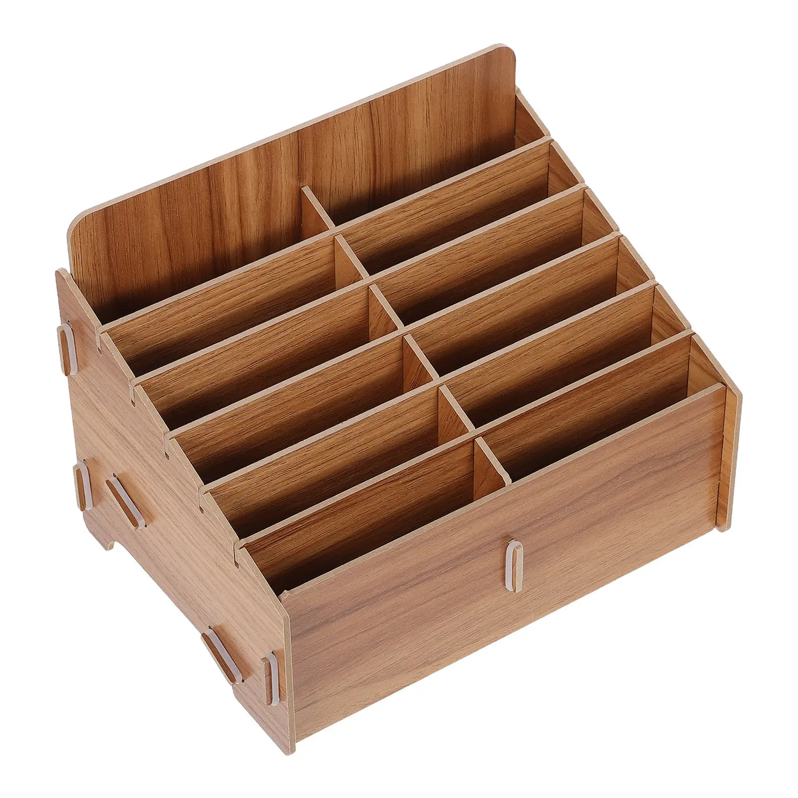 Wooden Cell Phone Storage Box 12 Slots Multi Grid Mobile Phone Holder Desktop Organizer Classroom Office Meeting Room