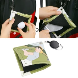 Square Golf Ball Cleaning Towel with Retractable Keychain Buckle Mini Golf Ball Club Head Cleaner Wiping Cloth Durable 24BD