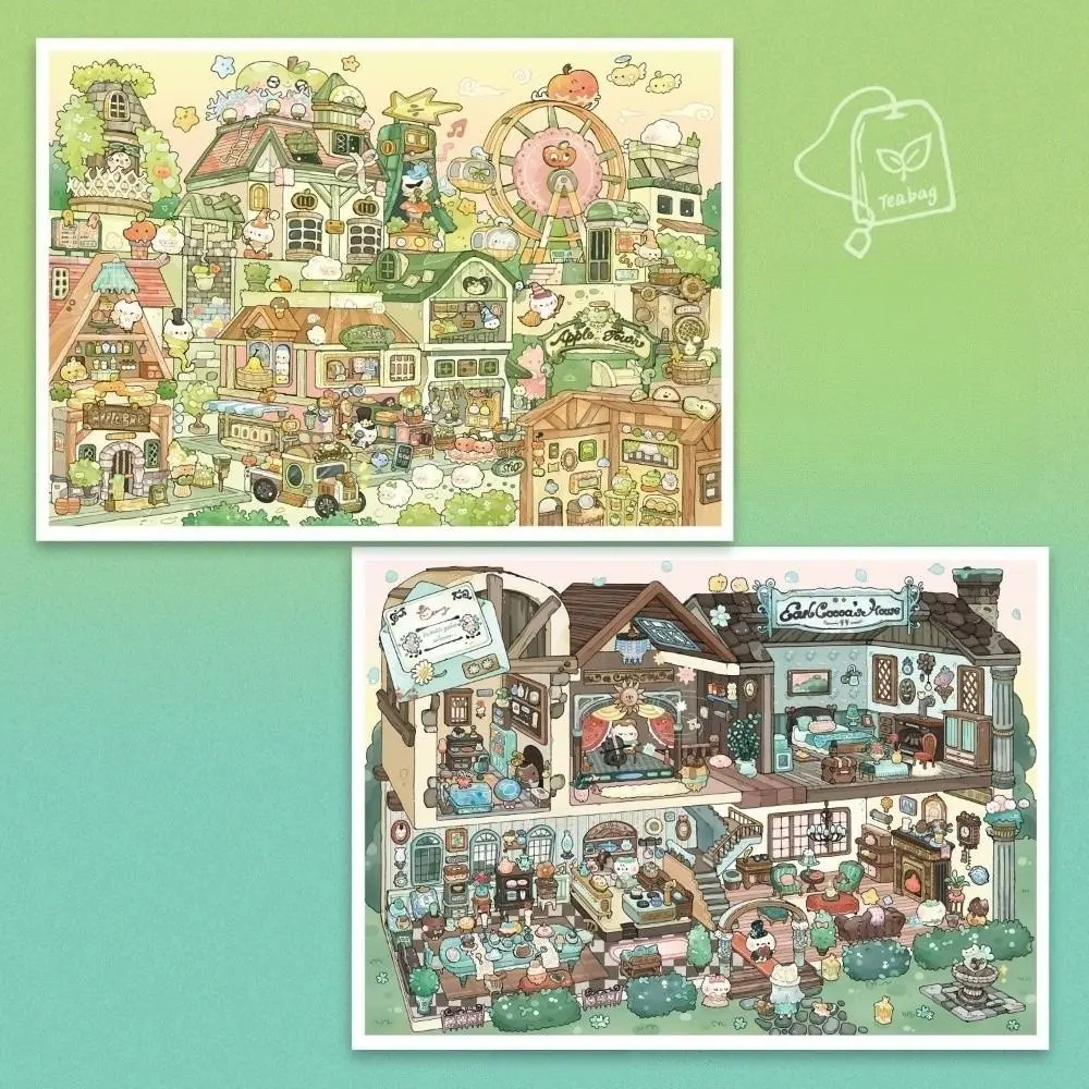Beach Scene 3D Stacking Stickers PET Die Cut Cute Animals Miniature Scene Sticker Amusement Park Mini Landscape Sticker