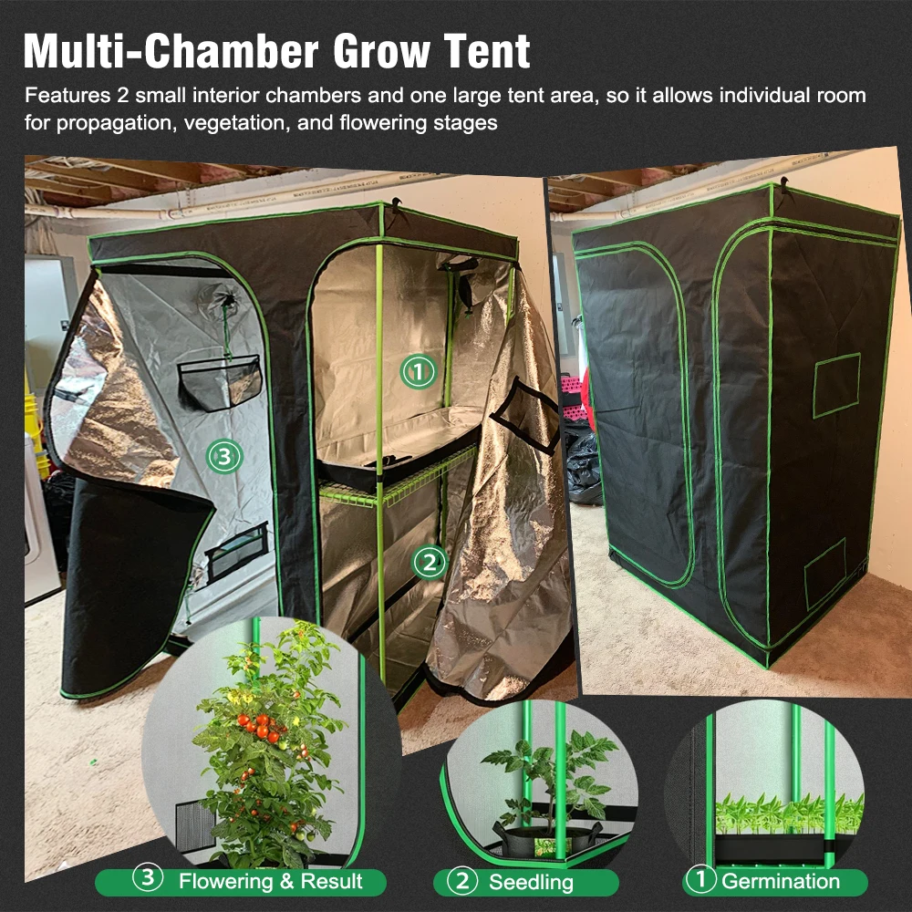 Plant Growing Tent, 600D Oxford Cloth Indoor Grow Tent for Potted Plants Greenhouse Cultivation - view 5