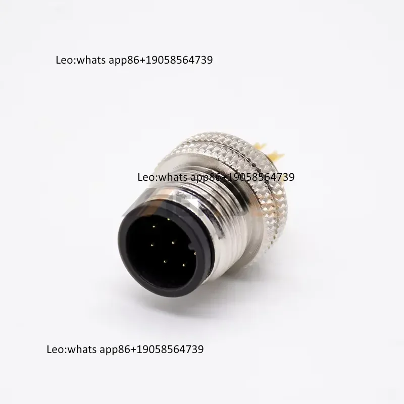 IP67 M12 8 Pin A-Coded Male Plug Straight Solder Cup Molded Connector for Signal Transmission & Complex Sensors