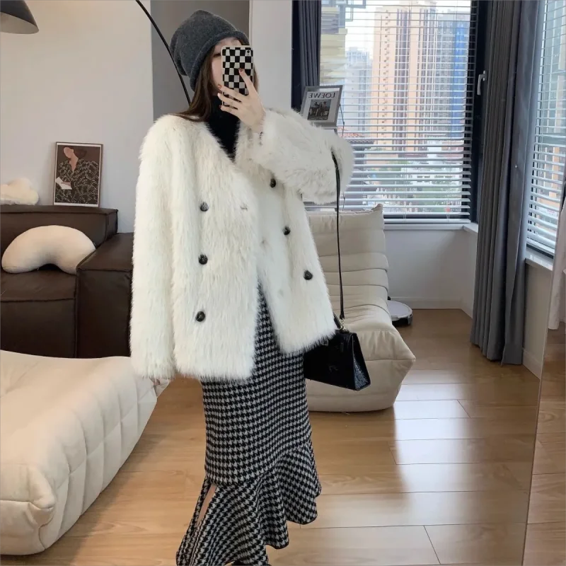 

2023 autumn and winter new thick environmental protection fox fur fur socialite fashion female youth imitation fur coat