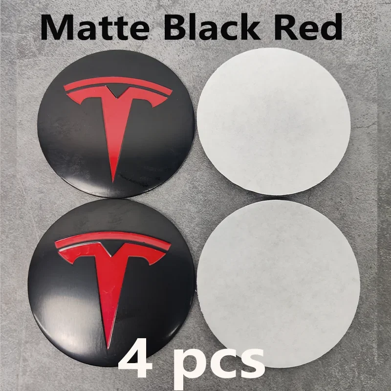 4 stuks 56mm Tesla wieldoppen logo stickers - waterdichte duurzame wielcentrum stickers voor Model 3/Y/S/X auto beschermende accessoires