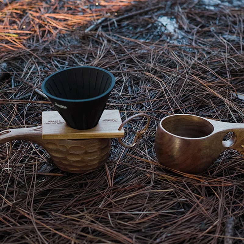 Nordic Acacia Wooden Finland Mug for Camping Hiking Picnic Outdoor Beer Coffee Water Cup Bushcraft Tableware Finland Style