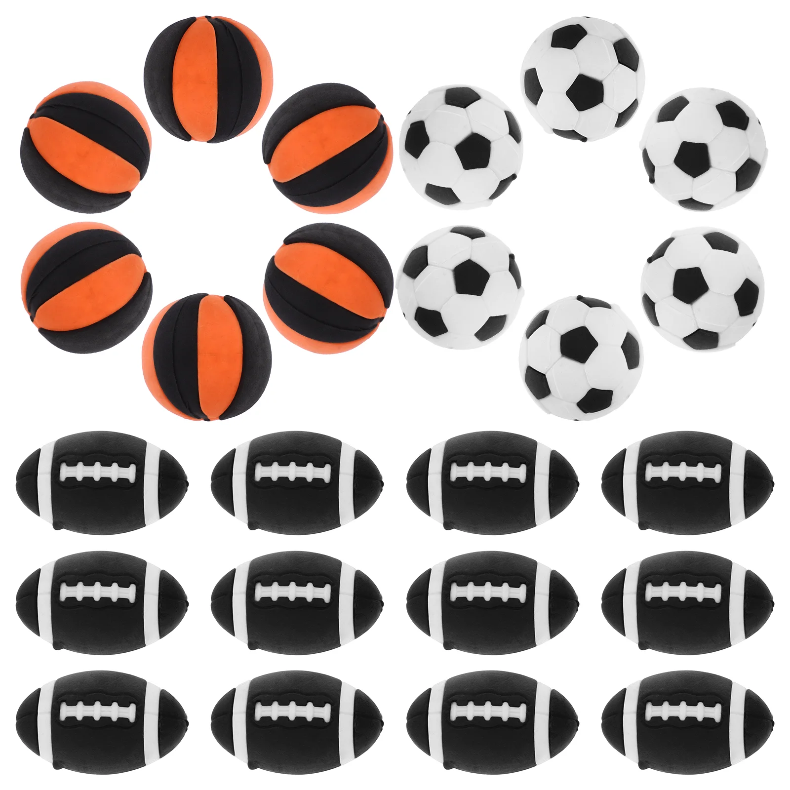 25 Pcs Simulation Ball Kids Birthday Gift Foosball School Pencil Eraser Tiny Rugby Small House Decorative