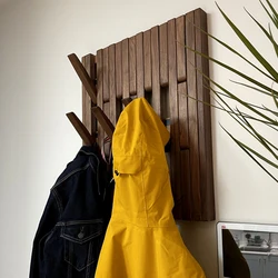 Black Walnut Solid Wood Coat Racks Entrance Hall Wall Mounted Clothes Organizer Hanger Hooks Portable Clothing Storage Shelf