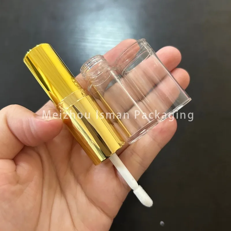 50Pcs 2 in 1 Rose Gold Lipstick Lip Oil Packaging Container Black Double Head Two Sided Dual Lipstick Lipgloss Tube 10ml 4ml