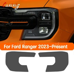 2 Pcs Car Headlight Protective Film Transparent Smoke Black TPU Sticker For Ford Ranger 2023 2024 T9 Wildtrack Raptor Accessorie