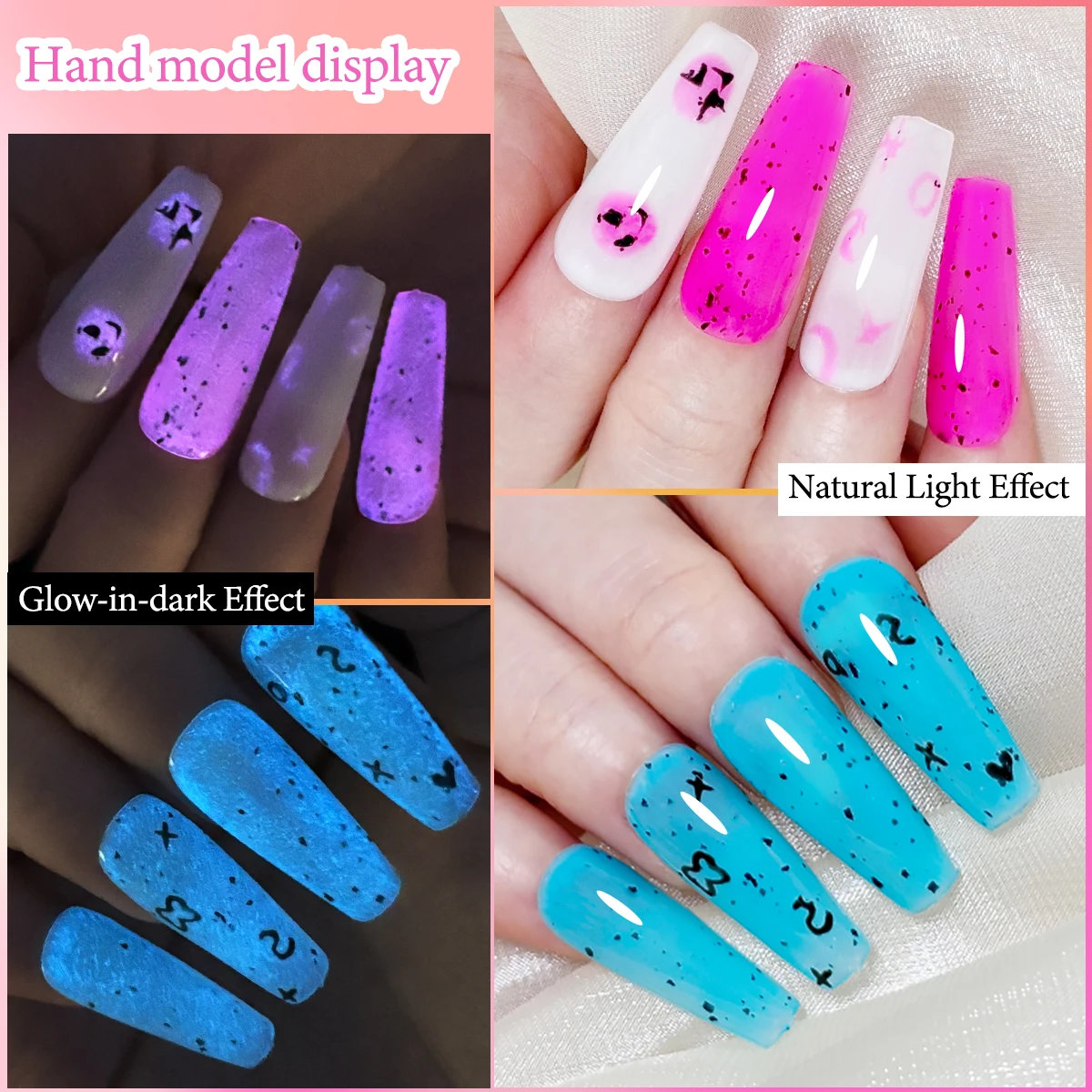 Esmalte luminoso em gel casca de ovo -8 peças, cor neon de alta saturação, brilho duradouro, adequado para superfície brilhante ou fosco para