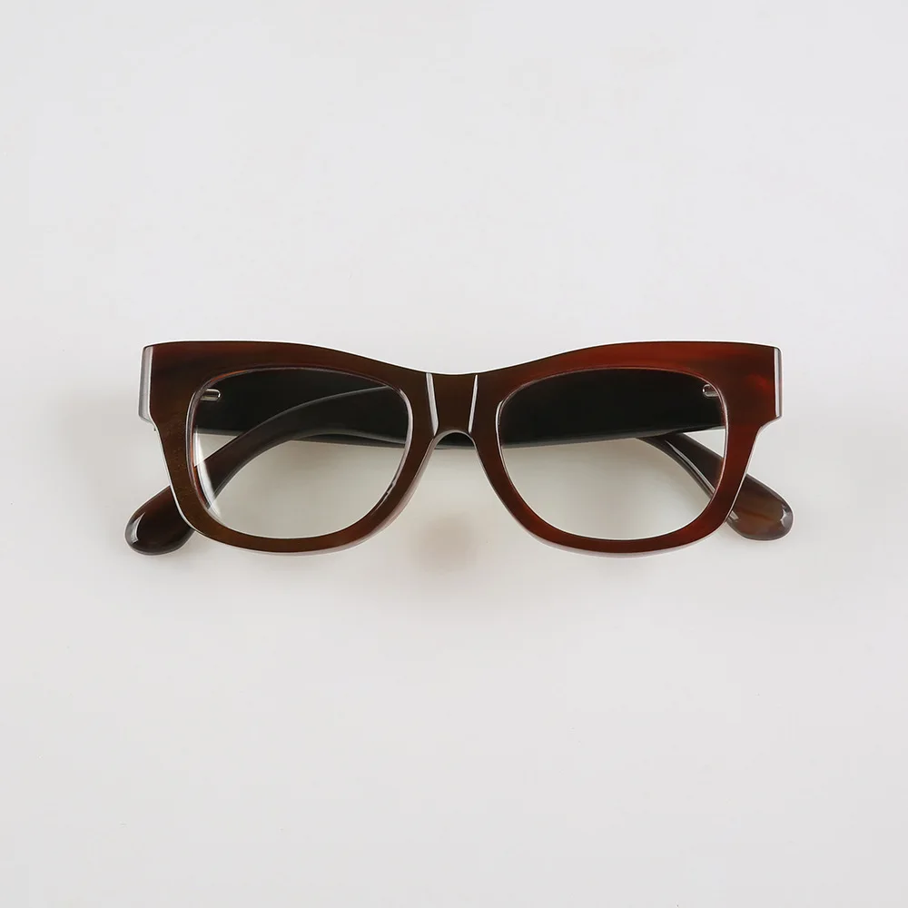 Eyeglass Frames Square Optical Reading Men's Glasses Frame Thick Unique Vintage Natural Color Handmade Horn Reading Eyeglasses