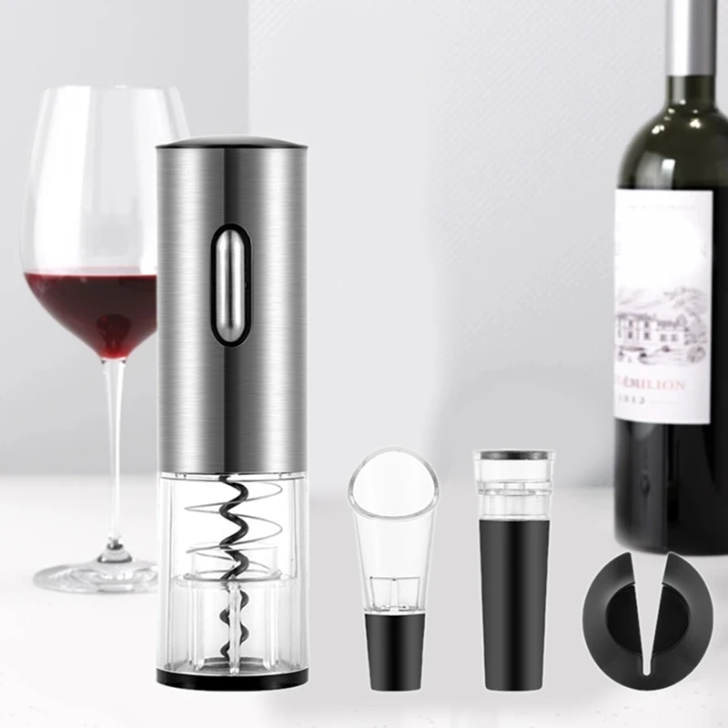 4-In-1 Wine Bottles Opener Electric Wine Opener Rechargeable Corkscrew With Foil Cutter Vacuum Stopper And Wine Pourer