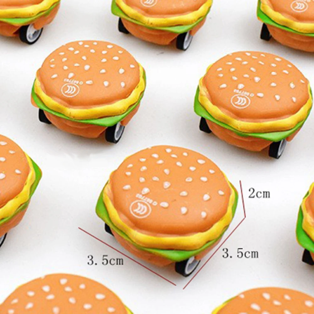 20pcs/lot Mini Toys Cute Plastic Pull Back Cars Hamburger Pizza Toy Cars for Child Mini Food Model Funny Toys Dollhouse Item