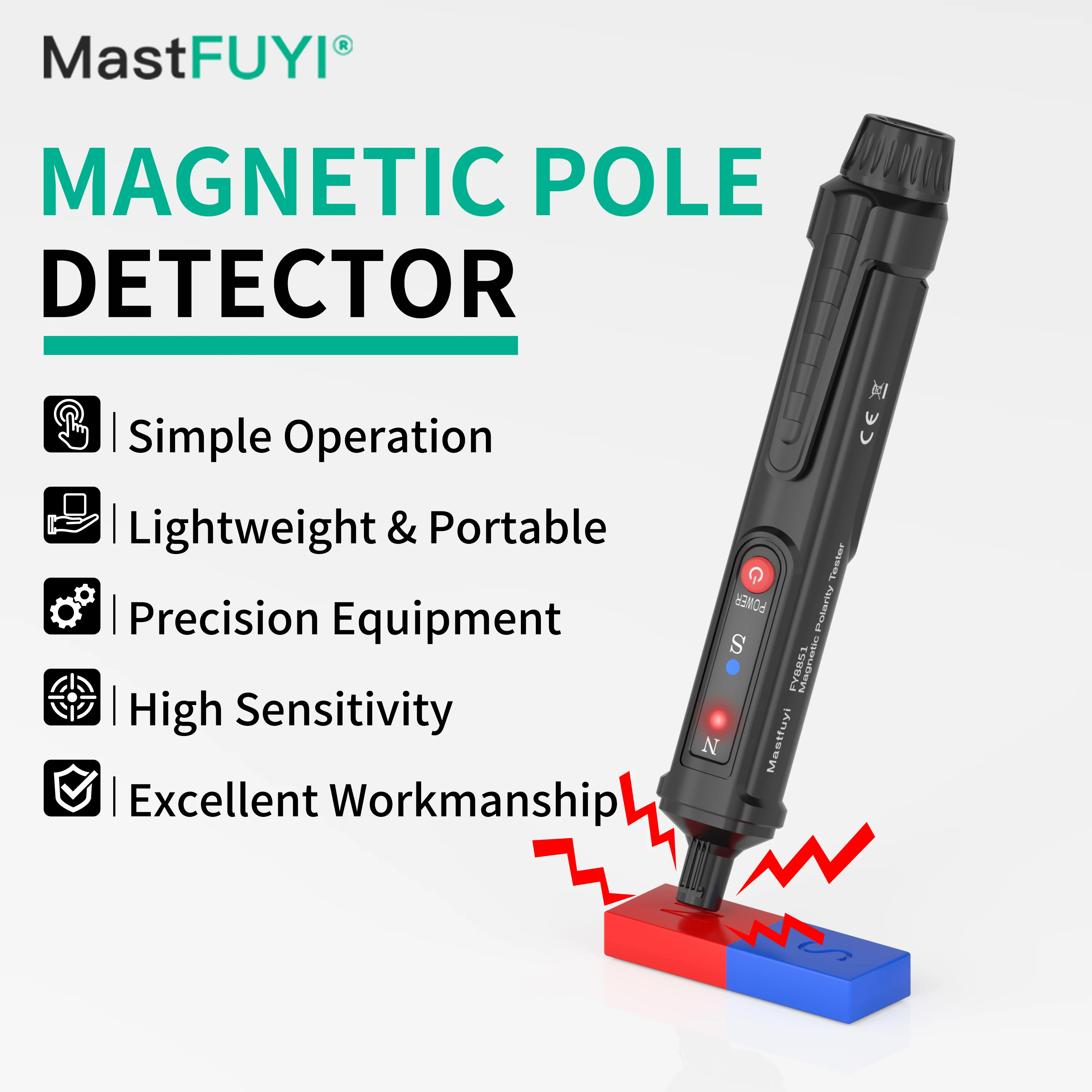 MASTFUYI FY8851 Magnetic Pole Tester N/S Polarity Identification Pen for Magnet Sensitivity Detection Field Determination