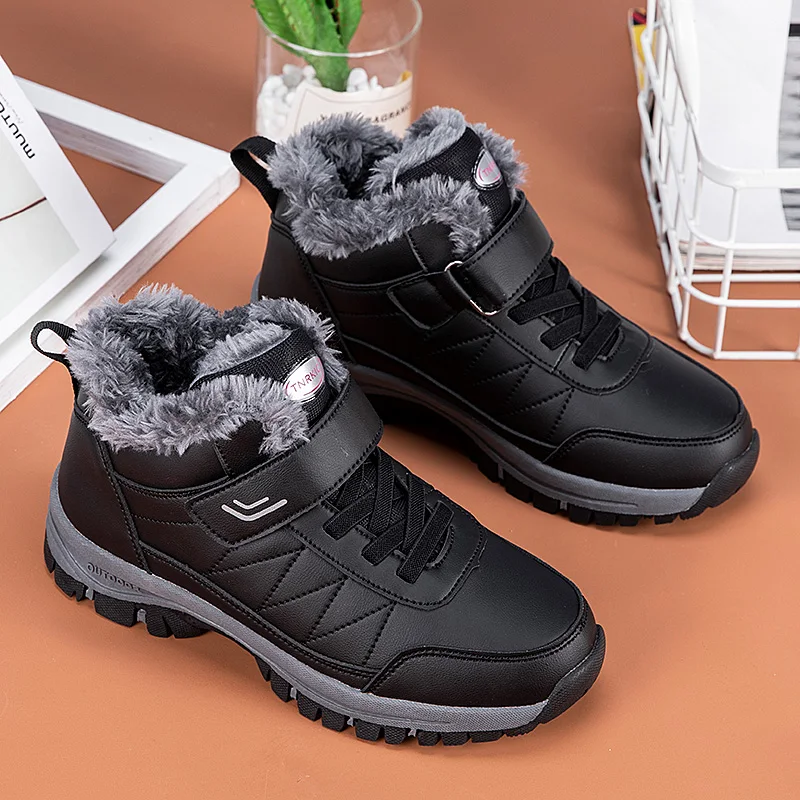 

Зимние ботинки для мужчин, новые непромокаемые теплые зимние ботильоны из искусственной кожи, уличная теплая плюшевая нескользящая рабочая повседневная обувь с высоким берцем