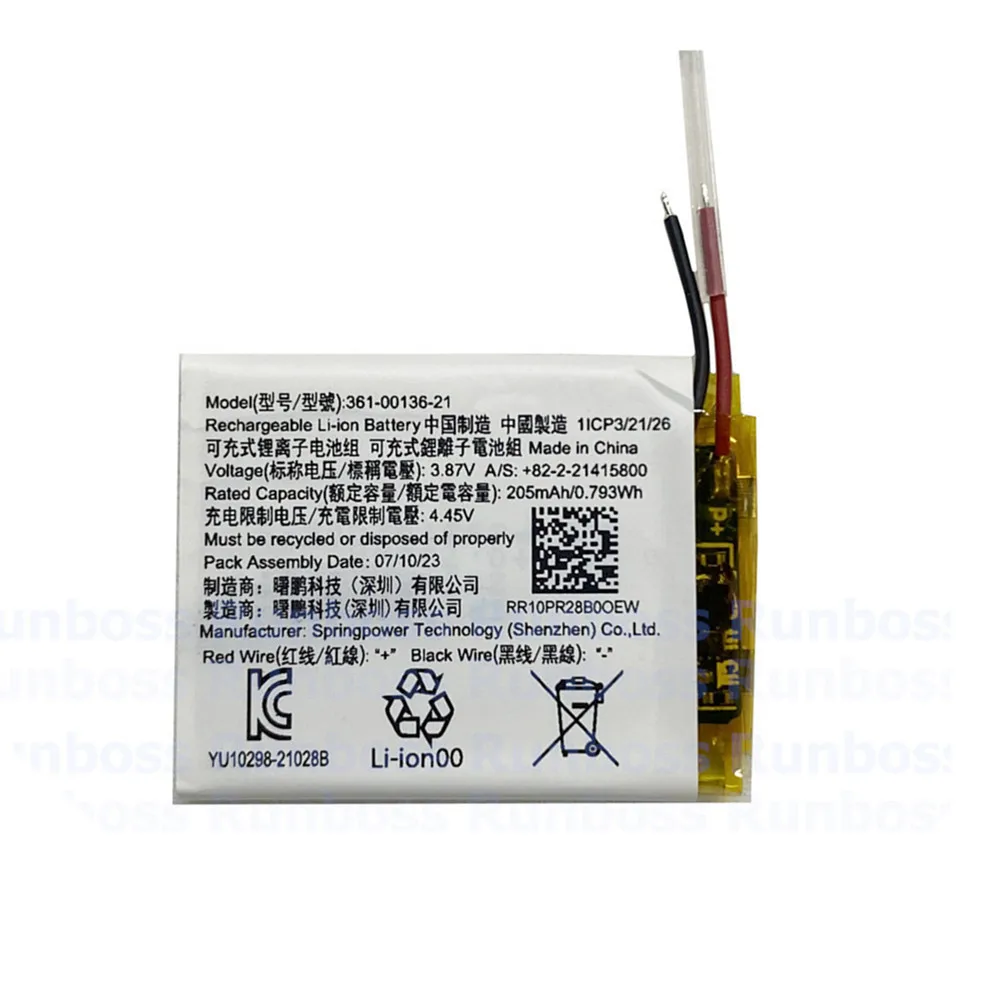 361-00136-21 205mAh 361-00136-10 361-00136-20 بطارية بديلة أصلية لساعة الموسيقى Garmin Venus SQ Venu SQ2
