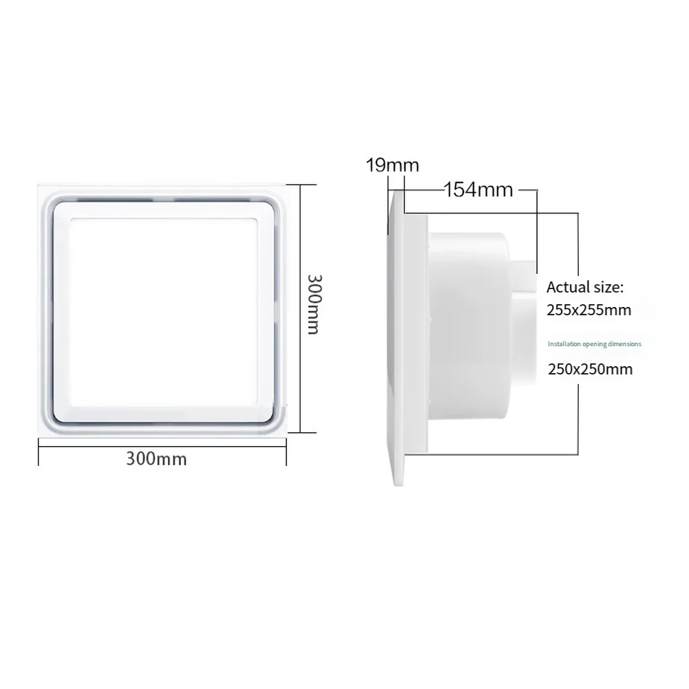 LED Light Exhaust Fan for Bathroom Quiet 0.9 Sones Powerful Airflow Fits Standard 8..8 Ceiling Cutout 30x30x15.4cm White
