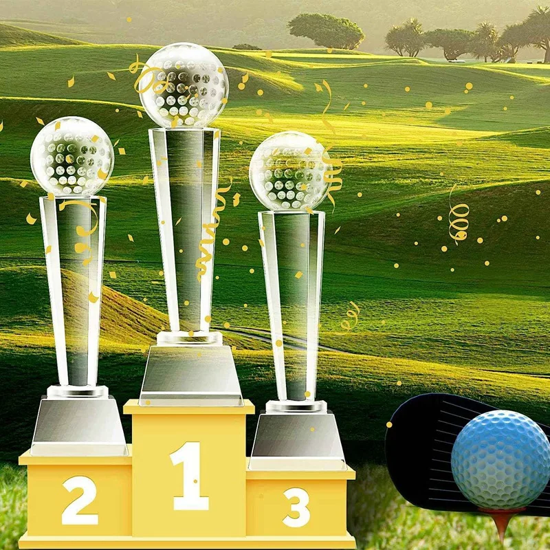 Crystal Glass Golf Trophy Crystal Ball Trophies 9 X 2.8 Inch For Adults Kids Golf Tournament Table Desktop Decor