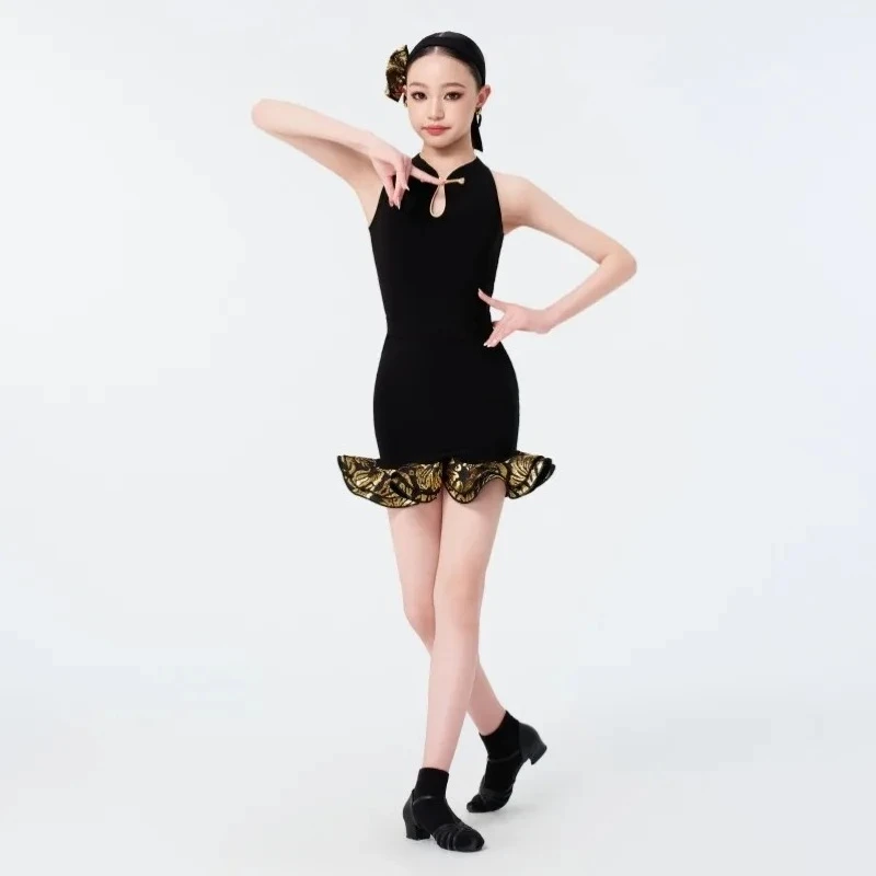 UK Latin Dance Wear Meisjes Kinderen Lente Zomer: Oosterse elegantie dansjurk, traditioneel oefenkostuum Lijndanskostuum