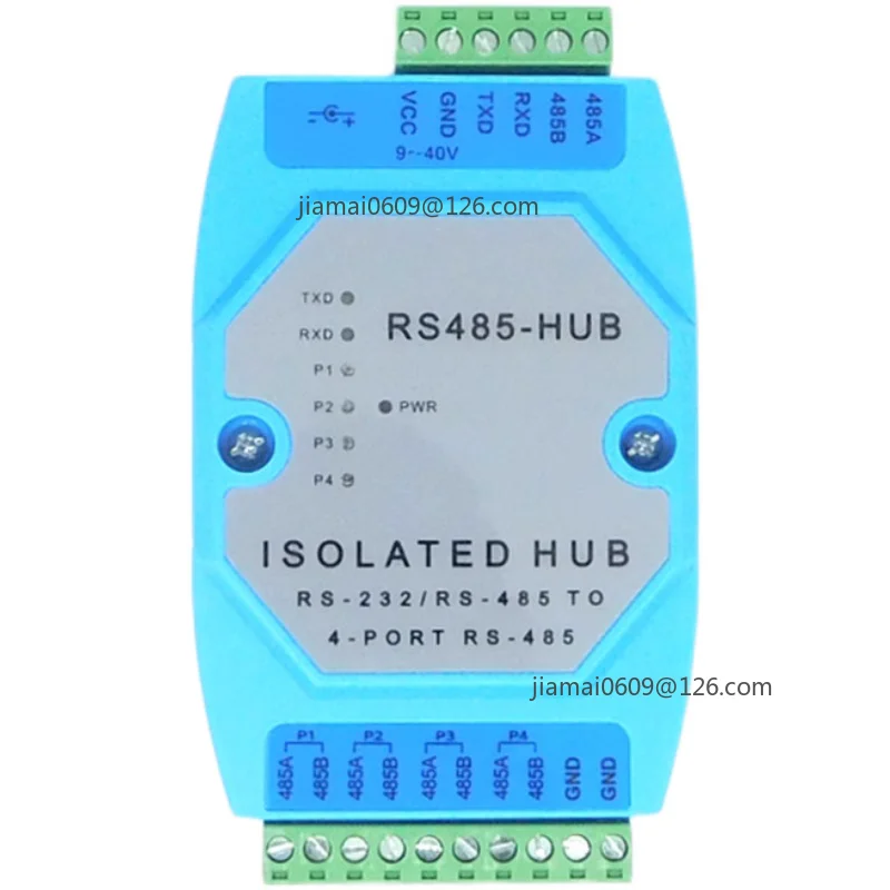 Industrial Grade RS485 Repeater Optoelectronic Isolation 4 Way Hub Splitter 1 In 4 Out Signal Extender Module